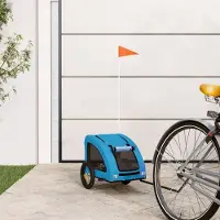 vidaXL Möbel Fahrradanhänger Hunde Blau Oxford-Gewebe und Eisen - Fahrradanhänger &12632