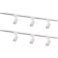 Polux Schienenleuchten-Set, weiß, 6x GU10, 2 Schienen, 1 Meter, Winkel- und Geradesteckverbinder, PARIS 321626,