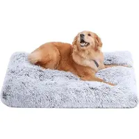 OEM Großes Hundebett, Plüsch, Waschbar, Antirutsch, 65x48cm, Hellgrau