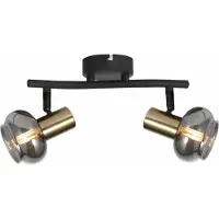 REALITY IMPORT Deckenleuchte Lauree, schwarz-gold, 2xE14, 40W, Metall, Abmessungen: 14x32x9 cm, IP20, Marke: Reality