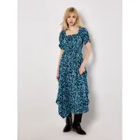 Apricot Midikleid Damen Viskose blau gemustert, 36 840696-0001-00360