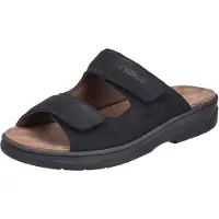 Rieker Herren Pantolette aus Leder extraweit mit Wechselsohle 20390, Größe:43 EU, Farbe:Schwarz