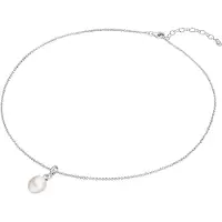 Lulu & Jane Diamant-Kette Sterling Silber Diamant Süßwasser-Zuchtperle in silber | Gr.: 50 cm