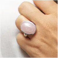 Zeeme Gemstones Ring Silber 925 rhodiniert mit echtem Rosaquarz 20x15mm