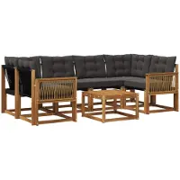 vidaXL Outdoor-Sofagarnitur 7 stk. Natürlich und Schwarz