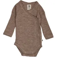 Müsli Woll-Wickelbody langarm Rippqualität Merinowolle, beige, 68