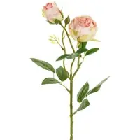 Party Deco 24x Künstliche Blume - Rose mit zwei Knospen, 55 cm, hell puderrosa