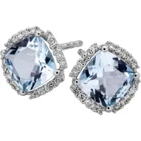 Orolino Paar Ohrstecker "Gold 585 mit Blautopas (beh.) + 40 Brillanten zus. 0,16ct.", silber (silbergrau, blau), Ohrringe, Damen, one-size, 1,2 SI = kleine Einschlüsse, Gold, Paar Ohrstecker