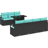 vidaXL Gartensofa-set 8 stk. 7-Sitzanzahl Schwarz und Blau Poly-Rattan
