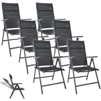 GARMIO Gartenstuhl Balkonstuhl FLORENZ schwarz, 6er SET, 7-fach verstellbar, klappbar, inkl. Nackenkissen, für Terrasse