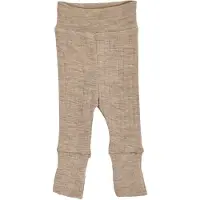 Müsli Wollhose mit Klappfuß Rippqualität Merinowolle, beige, 68
