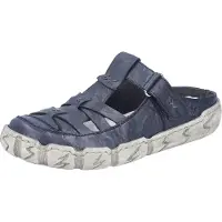 Rieker Damen Clog aus Leder offen mit Klettverschluss und Riricon Sohle L0396, Größe:37 EU, Farbe:Blau
