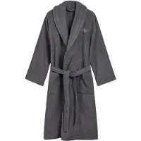 Gant Unisex Bademantel - ARCHIVE SHIELD TERRY ROBE, Schalkragen, Frottee, Bio-Baumwolle Dunkelgrau M