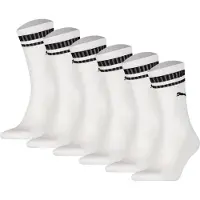 Puma Unisex Sport-Socken, 6er Pack - Crew Heritage, Tennis, Frottee-Sohle, Streifen