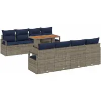 vidaXL Gartensofa-set 9 stk. 8-Sitzanzahl Grau und Marineblau
