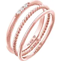 Elli Ring Stapelringe Zirkonia Kordel Basic 3Er Set 925 Silber Elli Rosegold