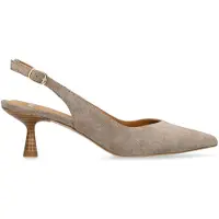 Manfield Taupefarbene Slingbackpumps aus Veloursleder | Größe 39