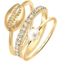 Elli Ring 925 Sterling Silber Muschel in Gold | Gr.: 58