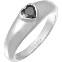 Elli Ring 925 Sterling Silber Herz in Schwarz | Gr.: 50