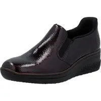 Rieker Damen Slipper mit Keilabsatz, Gummizugeinsatz und Lederdecksohle, Rot, Größe 40
