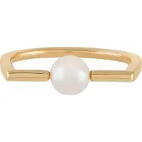 Cai Ring 925/- Sterling Silber Süßwasserzuchtperle weiß Glänzend CAI Gelb