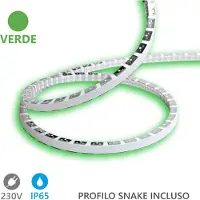 Alcapower LED-Streifen Snake Flex 5m 230V 12W/m IP65 Grün - Professionelle Flexibilität für Deko-Beleuchtung innen und außen, 60W gesamt
