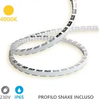 Alcapower Snake Flex LED-Streifen 5m IP65 230V 12W/m 4000K Neutralweiß 120 LED/m Flexibel Silikon Feuchtigkeitsschutz Hohe Effizienz