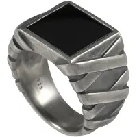 Cai Ring 925/- Sterling Silber Onyx schwarz oxydiert Silbergrau