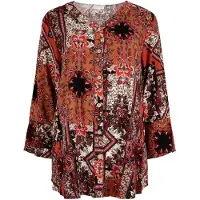 Apricot Blusentop "Bluse mit Schaldruck" mit Trompetenarmen