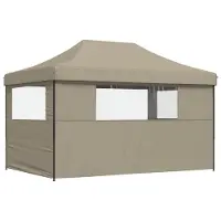 vidaXL Partyzelt Faltbar Pop-Up mit 3 Seitenteilen Taupe