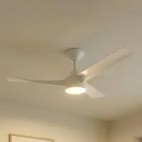 LUCANDE LED-Deckenventilator Airona, weiß, DC, leise, dim. Airona , dimmbar, weiß / opal, für Wohn- / Esszimmer, Kunststoff, Modern