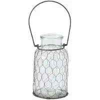 Boltze Vase Carter Glas Metallgeflecht klar Hängen H.26 cm