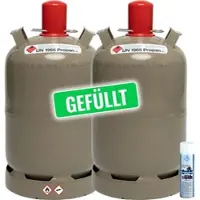 BlueCraft 2x 11 kg Gasflasche grau Propan ungefüllt für Gasgrill, Heiz-Geräte, Abflammger...