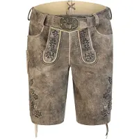 Spieth & Wensky Lederhose "Hornbeck", Herren, Gr. 56, N-Gr, braun (night schwarz), Obermaterial: 100% Lammleder LEL., uni, festlich, regular fit, Hosen Lederhose, detailreiche Stickerei