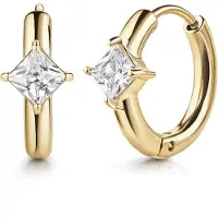 Zeeme Paar Creolen "Edelstahl/PVD gelb"