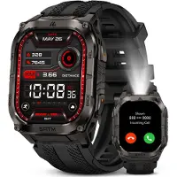 Kospet M4C Smartwatch für Herren – Sport, GPS, LED-Taschenlampe und Walkie-Talkie, Vollmetallgehäuse, 5 ATM – Schwarz