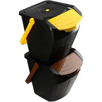 Kadax Recycling-Eimer Set "Loras", Mülleimer mit Deckel, Abfallsammler, 25L, 2 Stück