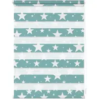 Lichtblick Duo Rollo Klemmfix, ohne Bohren, blickdicht, Sterne Petrol, 45 cm x 150 cm (B x L)