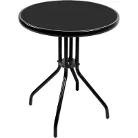 Mojawo Gartentisch Bistrotisch Rund Ø60xH70cm Glas/Metall schwarz Balkontisch