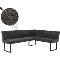 Mendler Eckbank MCW-O82, Esszimmerbank Bank, (310g/m²) Chenille Stoff/Textil Metall 159x210cm dunkelgrau