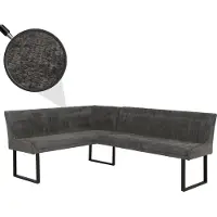 Mendler Eckbank HWC-O82, Esszimmerbank Bank, (310g/m²) Chenille Stoff/Textil Metall 159x210cm dunkelgrau
