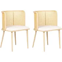 Beliani Stühle 2er Set Hellbeige / Holzoptik aus Metall Wiener Geflecht Retro Stil Modern für Esszimmer Küche