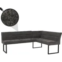 Mendler Eckbank MCW-O81, Esszimmerbank Bank, (310g/m²) Chenille Stoff/Textil Metall 210x159 dunkelgrau