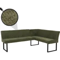 Mendler Eckbank HWC-O82, Esszimmerbank Bank, (310g/m²) Chenille Stoff/Textil Metall 210x159cm grün