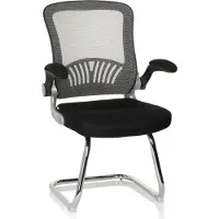 Hjh OFFICE Freischwinger mit Armlehnen FLYER PRO V Stoff / Netzstoff Stuhl für Büro Zuhause, Besucherstuhl Schwingstuhl bis 120 kg belastbar