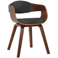 DELUKE Besucherstuhl LONDON 73x49x46cm Walnuss/Schwarz Kunstleder Holz Gestell Konferenzstuhl Wartezimmerstuhl