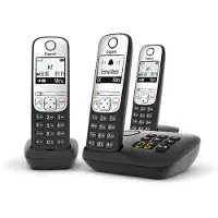 Gigaset A690A, Analoges/DECT-Telefon, Kabelloses Mobilteil, Freisprecheinrichtung, 100 Eintragungen, Anrufer-Identifikation, Schwarz