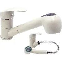 Granitan | HAND - Küchenarmatur - Ausziehbarer Auslauf - 2 Strahlarten - Beige - Messing - Keramikkopf