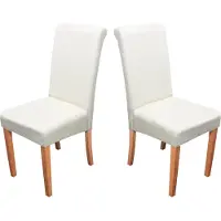 Mendler 2er-Set Esszimmerstuhl Stuhl Küchenstuhl Lecce II, Leder creme, helle Beine