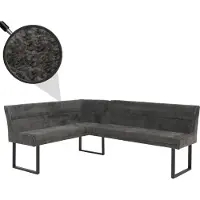 Mendler Eckbank MCW-O81, Esszimmerbank Bank, (310g/m²) Chenille Stoff/Textil Metall 159x210cm dunkelgrau